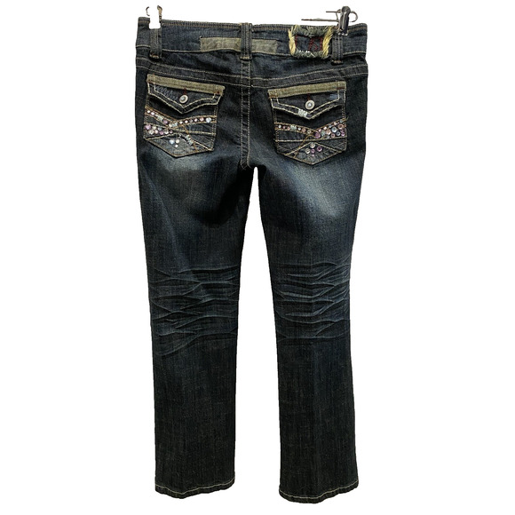 Hydraulic Jeans Womens Sz 7/8 Lowrise Straight Ankle Stretch Denim Whiskers Y2K - Picture 1 of 16